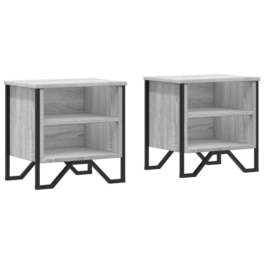 Nachtkastjes 2 st 40x30x40 cm bewerkt hout grijs sonoma eiken