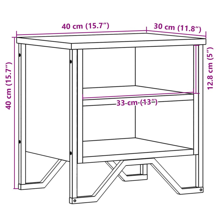 Nachtkastjes 2 st 40x30x40 cm bewerkt hout grijs sonoma eiken