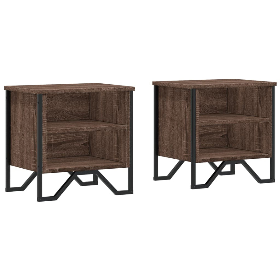 Nachtkastjes 2 st 40x30x40 cm bewerkt hout bruin eikenkleurig