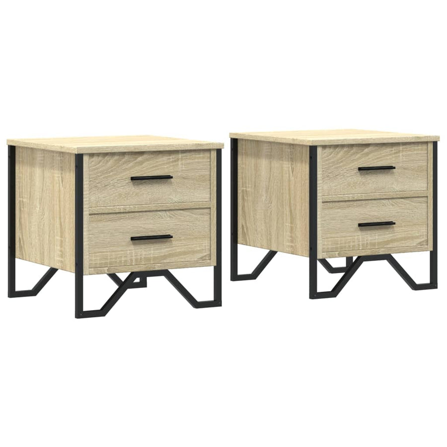 Nachtkastjes 2 st 40x41x40 cm bewerkt hout sonoma eikenkleurig