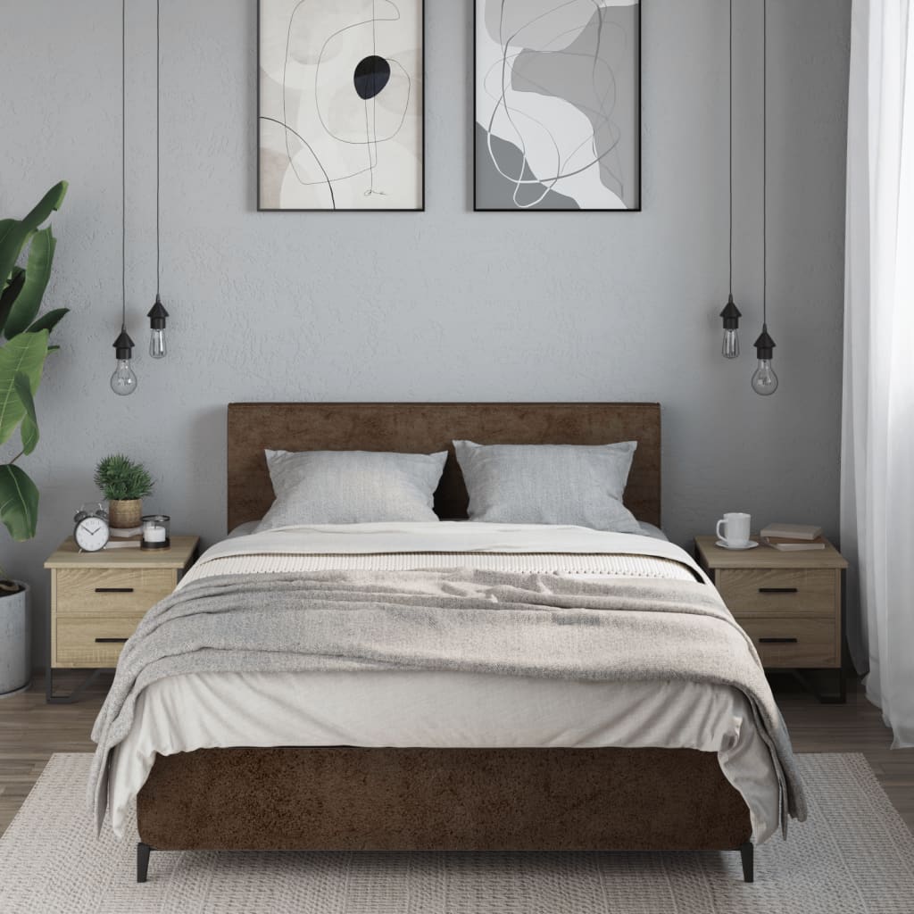 Nachtkastjes 2 st 40x41x40 cm bewerkt hout sonoma eikenkleurig