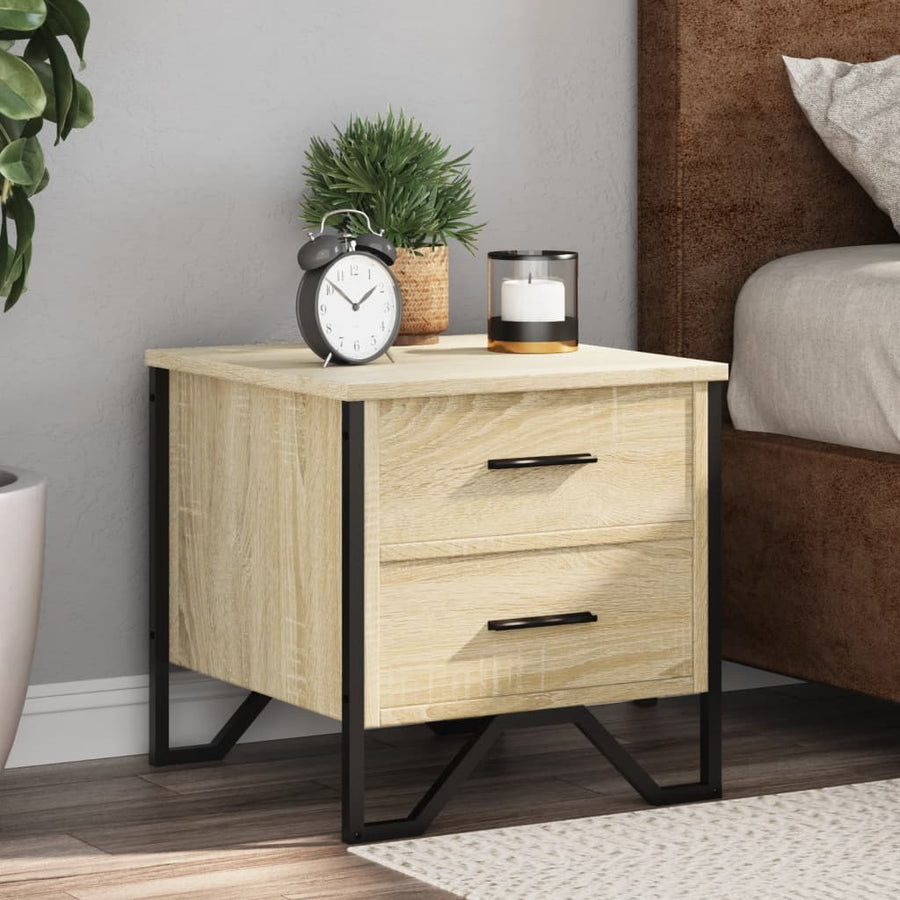 Nachtkastjes 2 st 40x41x40 cm bewerkt hout sonoma eikenkleurig