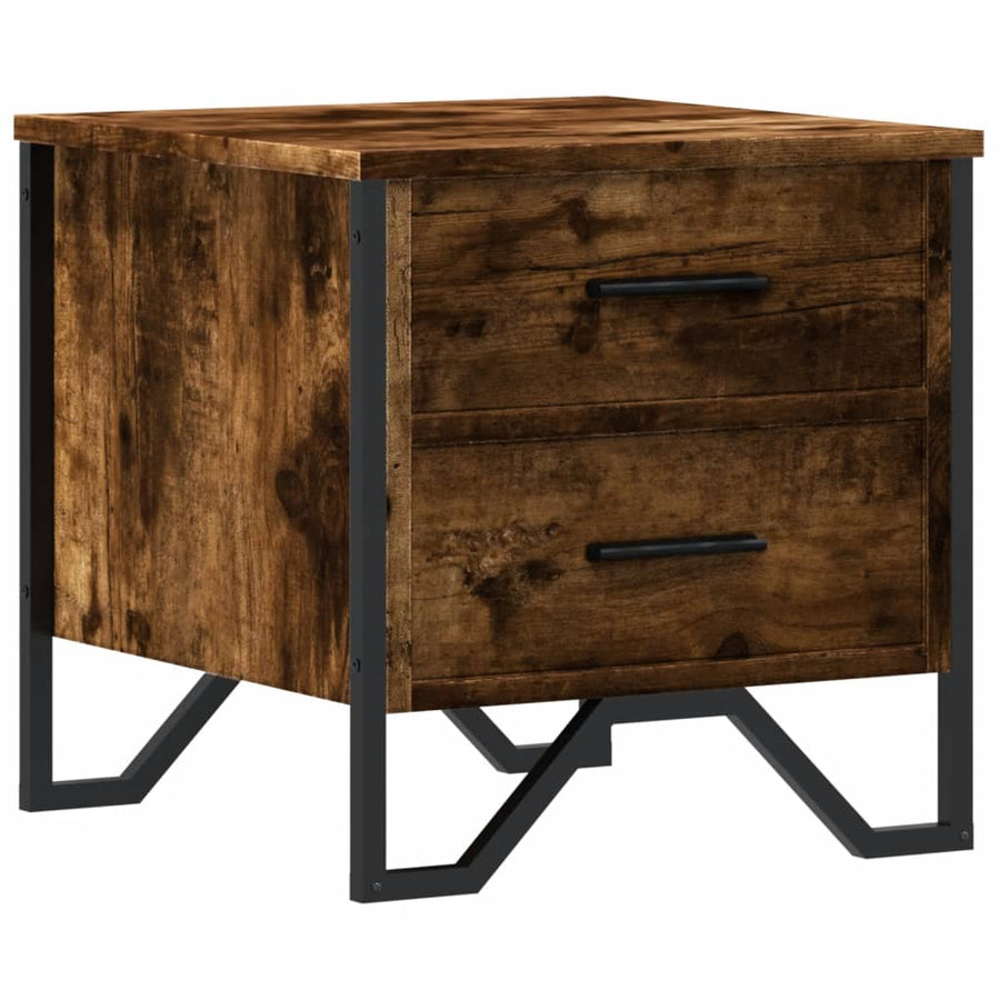 Nachtkastje 40x41x40 cm bewerkt hout gerookt eikenkleurig