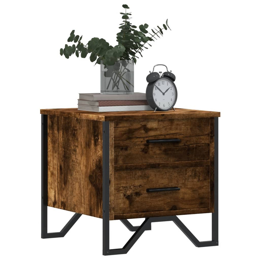 Nachtkastje 40x41x40 cm bewerkt hout gerookt eikenkleurig