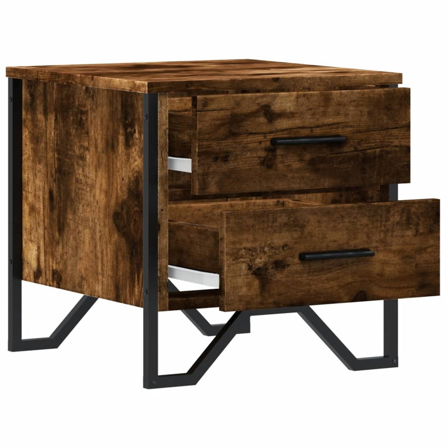 Nachtkastje 40x41x40 cm bewerkt hout gerookt eikenkleurig