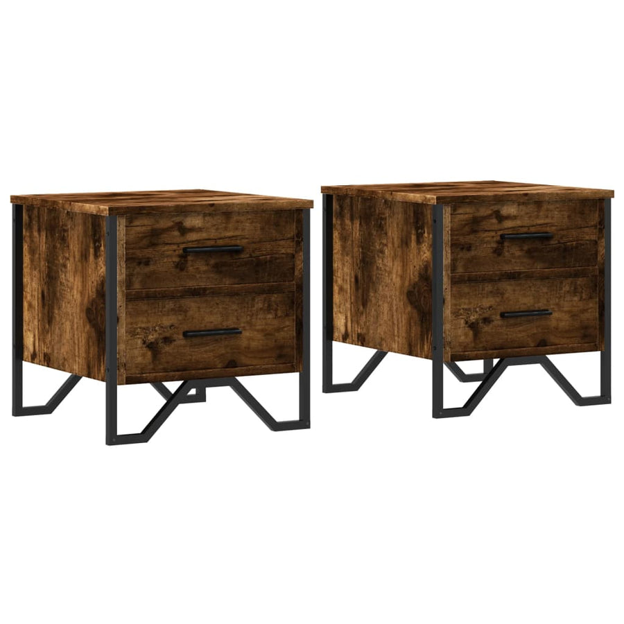 Nachtkastjes 2 st 40x41x40 cm bewerkt hout gerookt eikenkleurig