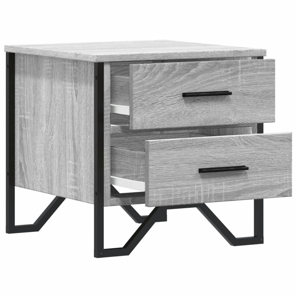 Nachtkastje 40x41x40 cm bewerkt hout grijs sonoma eikenkleurig