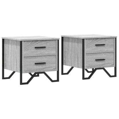 Nachtkastjes 2 st 40x41x40 cm bewerkt hout grijs sonoma eiken