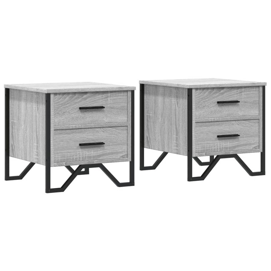 Nachtkastjes 2 st 40x41x40 cm bewerkt hout grijs sonoma eiken