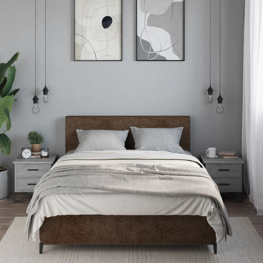 Nachtkastjes 2 st 40x41x40 cm bewerkt hout grijs sonoma eiken
