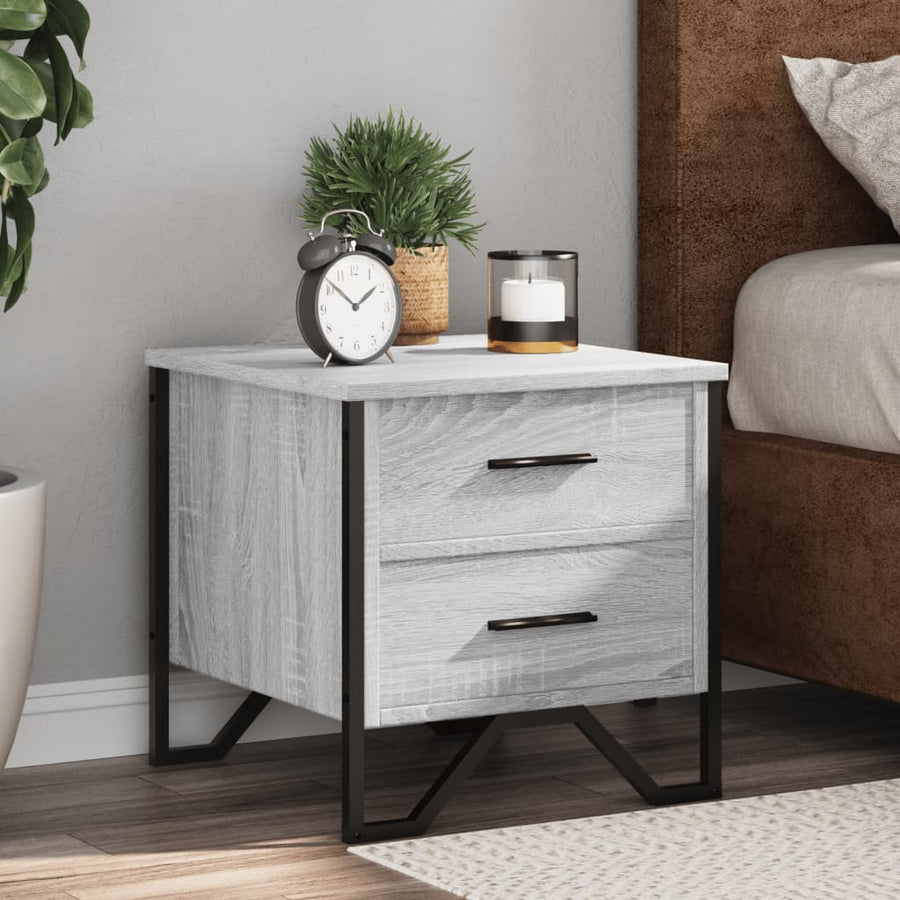Nachtkastjes 2 st 40x41x40 cm bewerkt hout grijs sonoma eiken