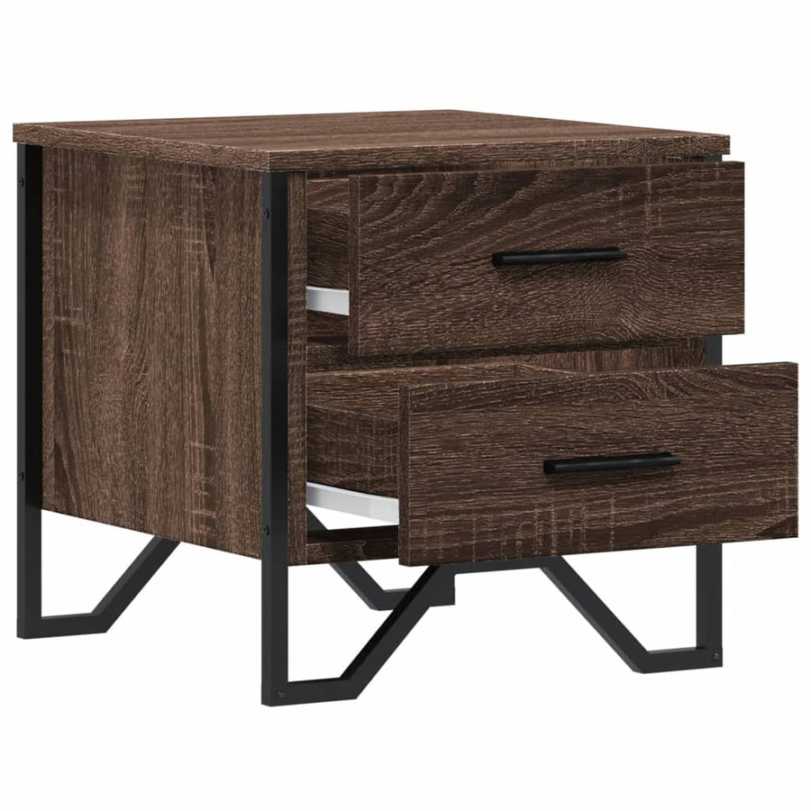 Nachtkastje 40x41x40 cm bewerkt hout bruin eikenkleurig