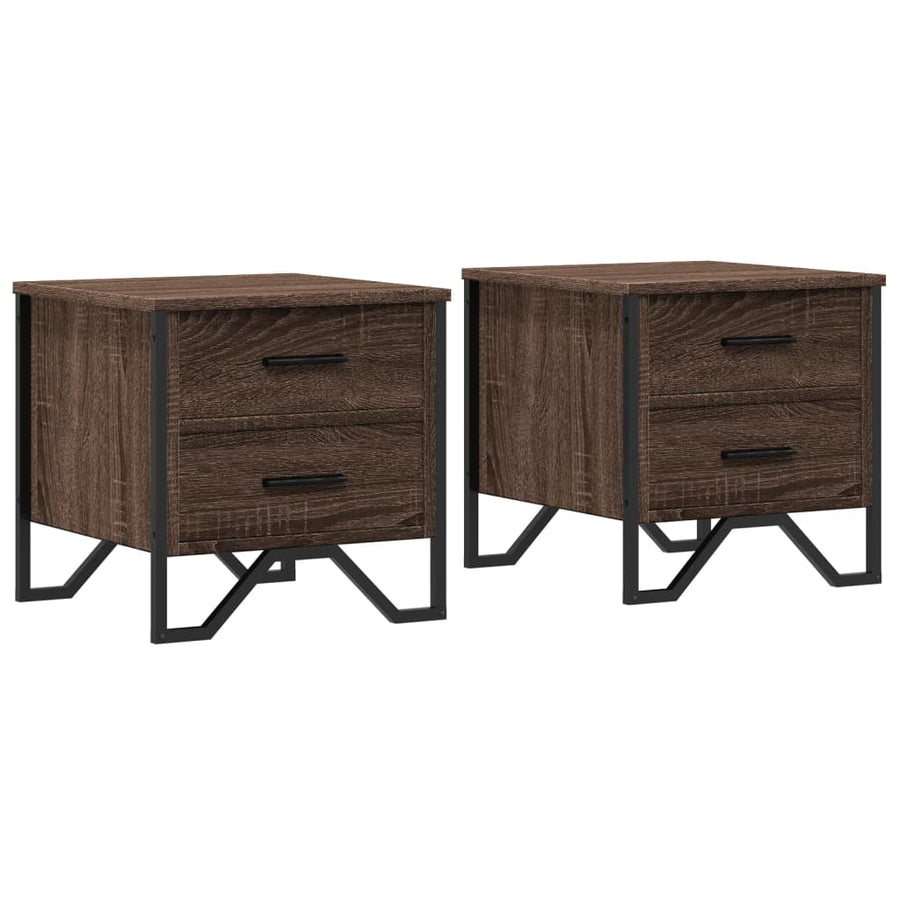 Nachtkastjes 2 st 40x41x40 cm bewerkt hout bruin eikenkleurig