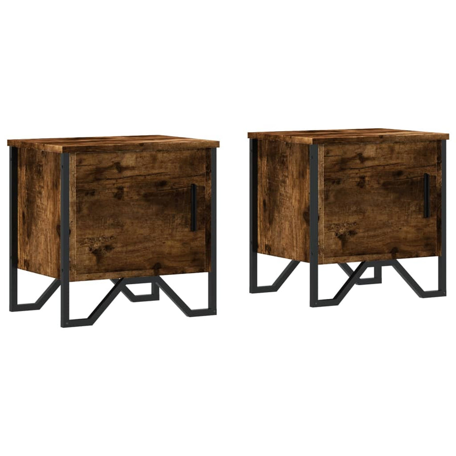 Nachtkastjes 2 st 40x30x40 cm bewerkt hout gerookt eikenkleurig