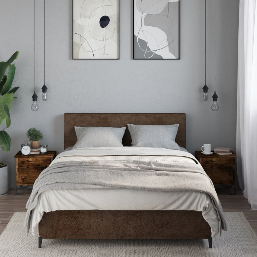 Nachtkastjes 2 st 40x30x40 cm bewerkt hout gerookt eikenkleurig