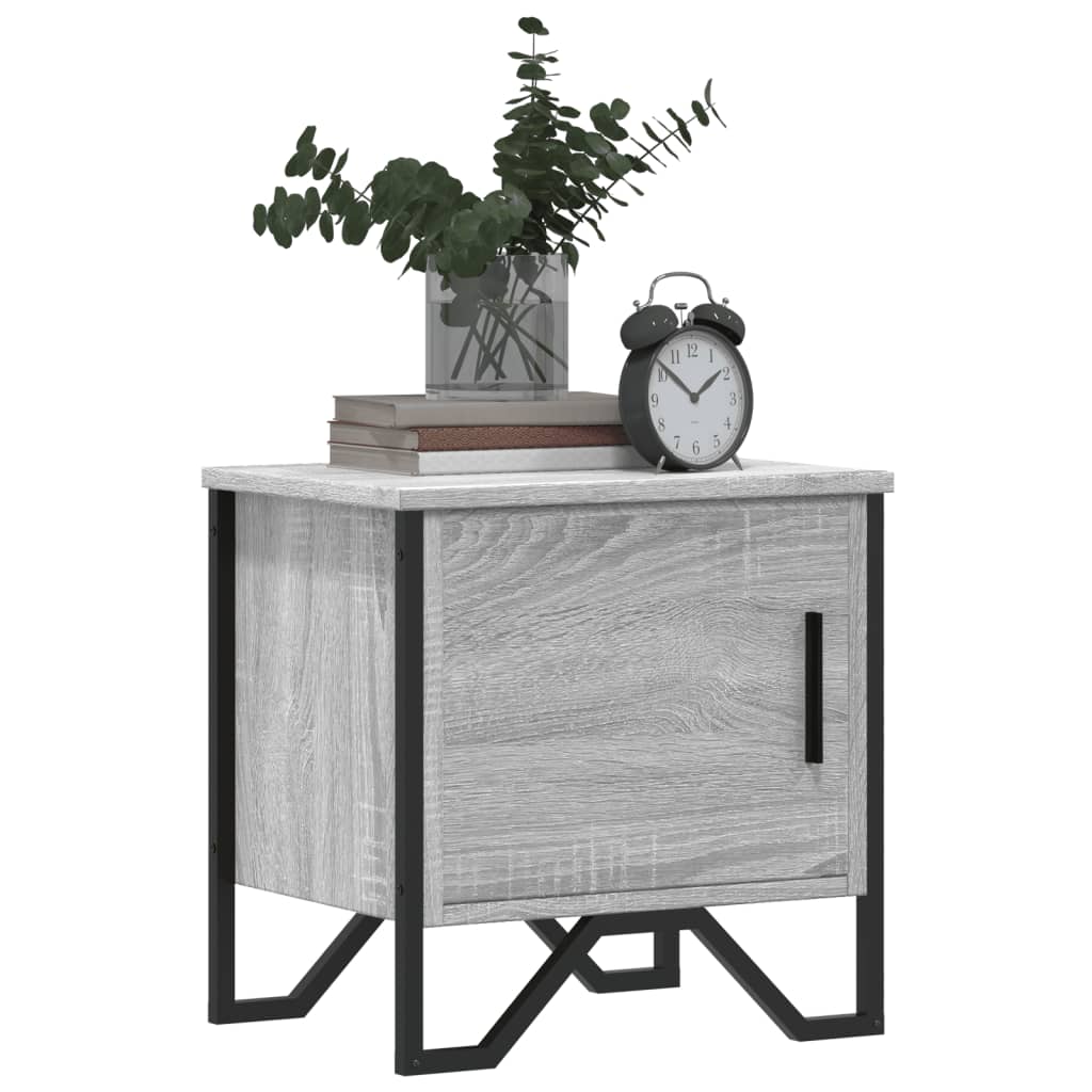 Nachtkastje 40x30x40 cm bewerkt hout grijs sonoma eikenkleurig