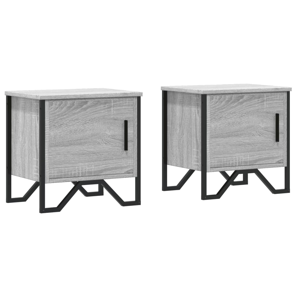 Nachtkastjes 2 st 40x30x40 cm bewerkt hout grijs sonoma eiken