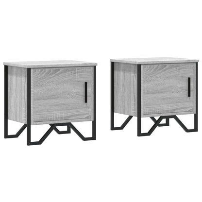Nachtkastjes 2 st 40x30x40 cm bewerkt hout grijs sonoma eiken
