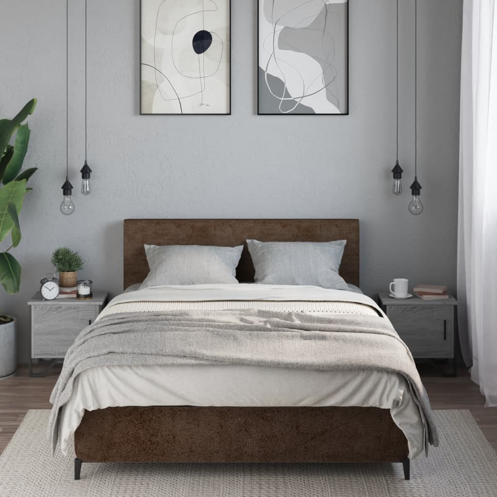 Nachtkastjes 2 st 40x30x40 cm bewerkt hout grijs sonoma eiken