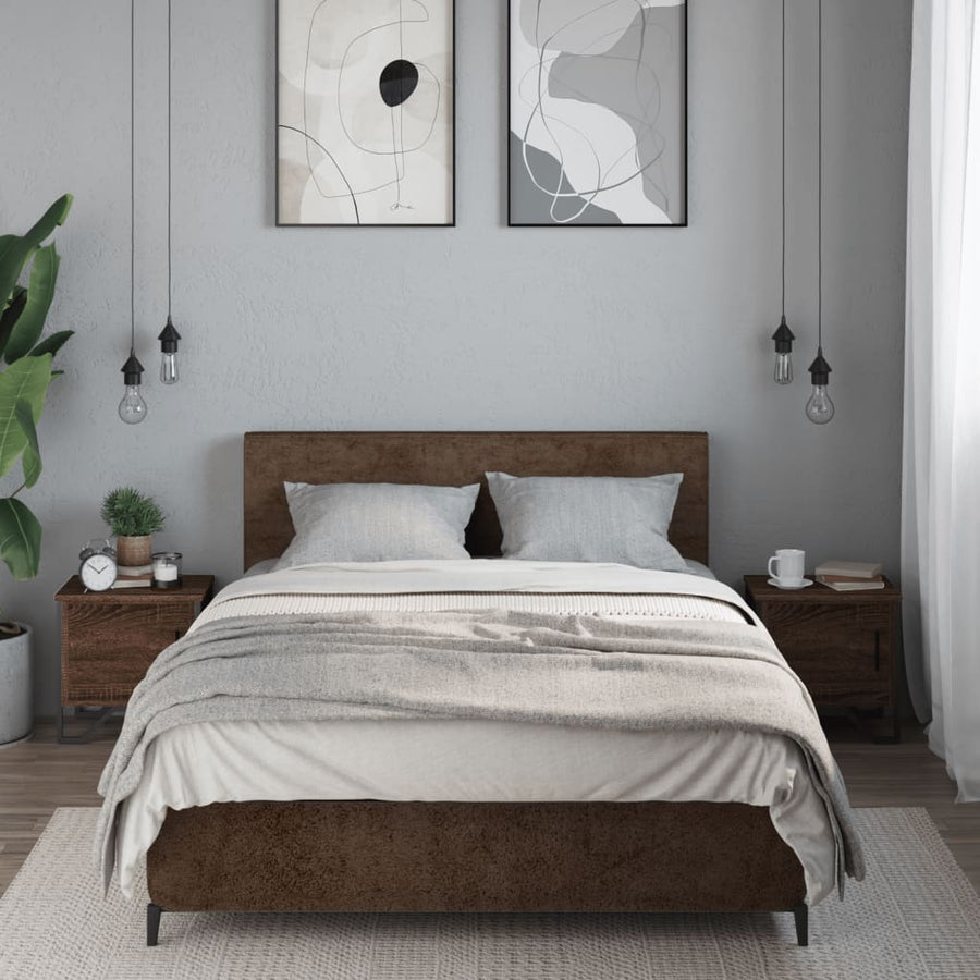 Nachtkastjes 2 st 40x30x40 cm bewerkt hout bruin eikenkleur