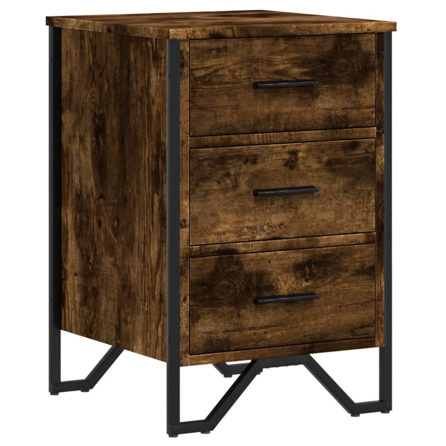 Nachtkastje 40x41x60 cm bewerkt hout gerookt eikenkleurig