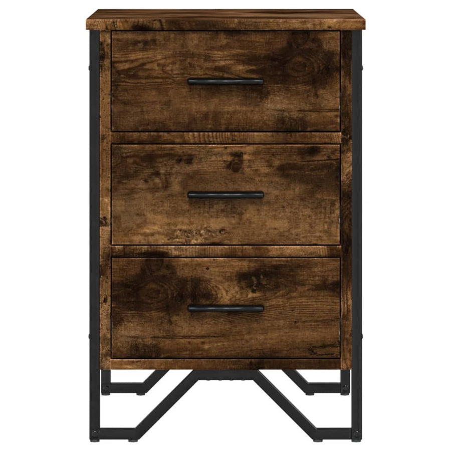 Nachtkastje 40x41x60 cm bewerkt hout gerookt eikenkleurig