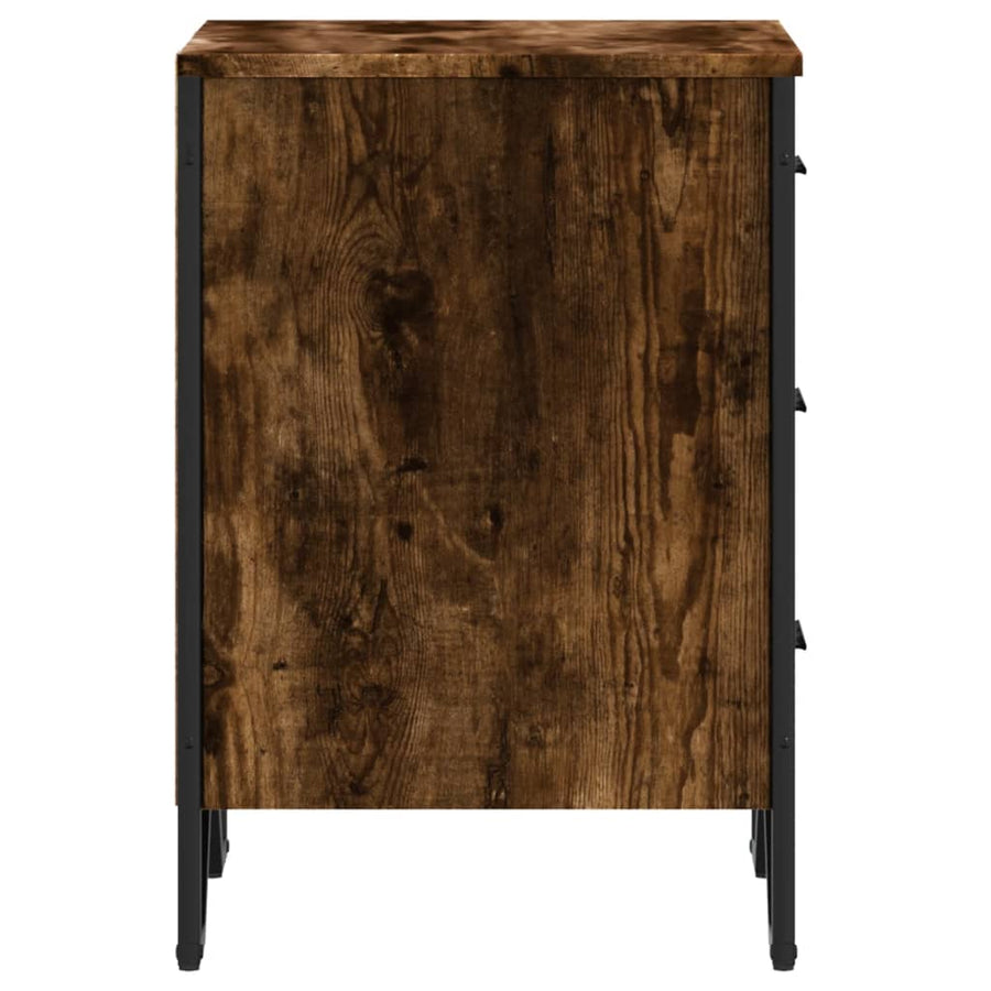 Nachtkastje 40x41x60 cm bewerkt hout gerookt eikenkleurig