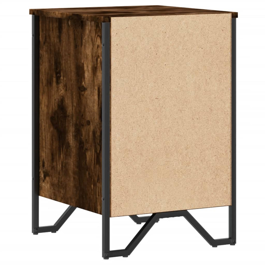 Nachtkastje 40x41x60 cm bewerkt hout gerookt eikenkleurig