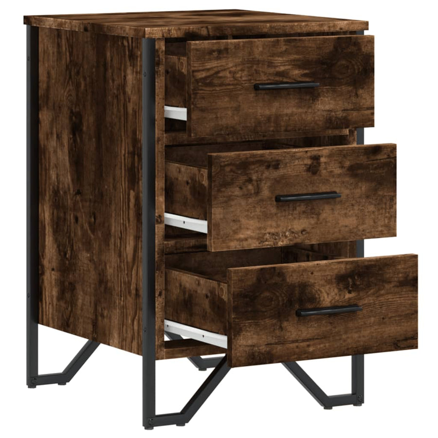 Nachtkastje 40x41x60 cm bewerkt hout gerookt eikenkleurig