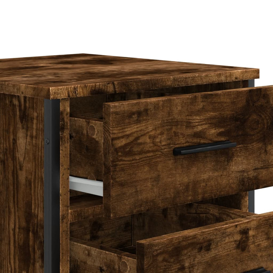 Nachtkastje 40x41x60 cm bewerkt hout gerookt eikenkleurig