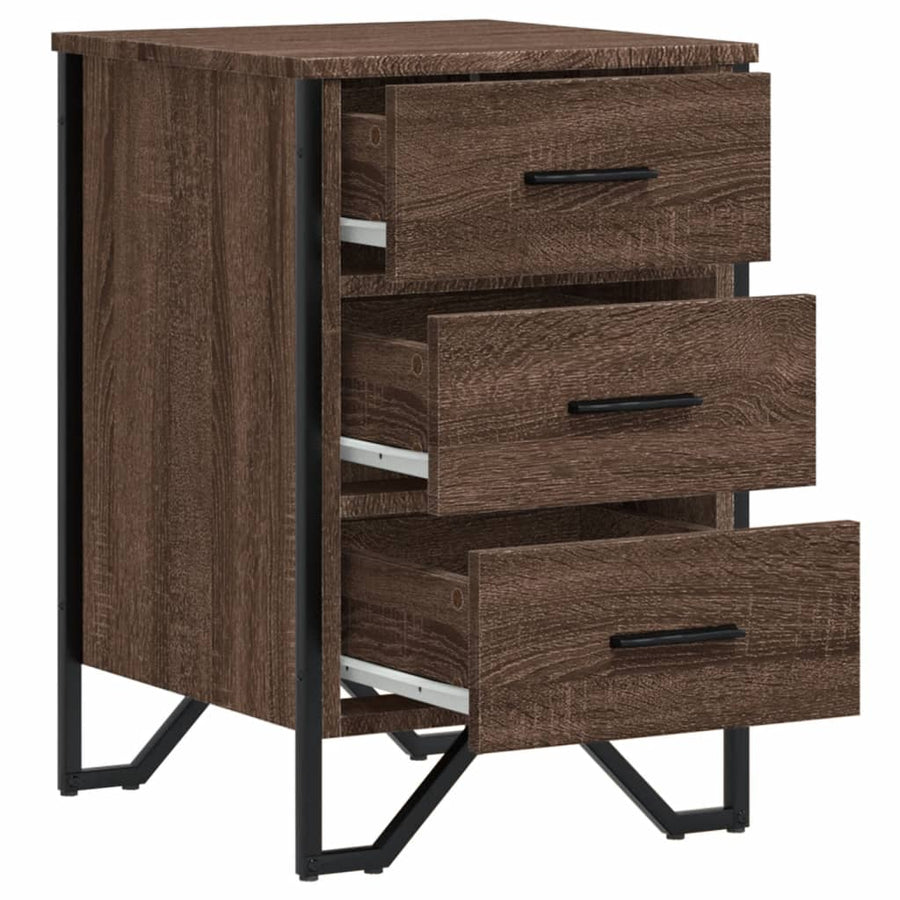 Nachtkastje 40x41x60 cm bewerkt hout bruin eikenkleur