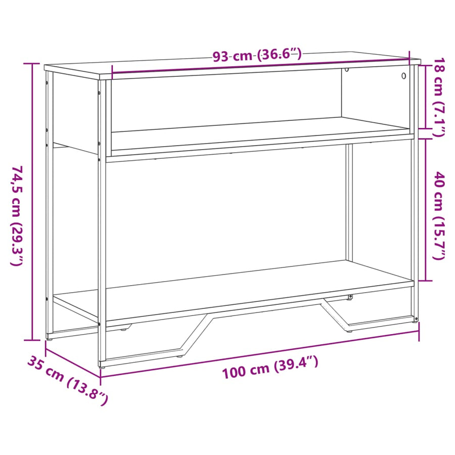 Wandtafel 100x35x74,5 cm bewerkt hout sonoma eikenkleurig