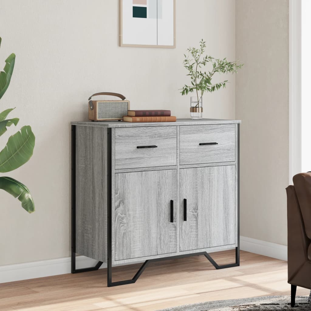 Dressoir 79.5x35,5x74,5 cm bewerkt hout grijs sonoma eikenkleur