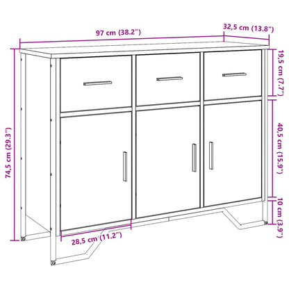 Dressoir 97x32,5x74,5 cm bewerkt hout sonoma eikenkleurig