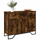 Sideboard 97x32.5x74.5 cm carved wood smoked oak-colored