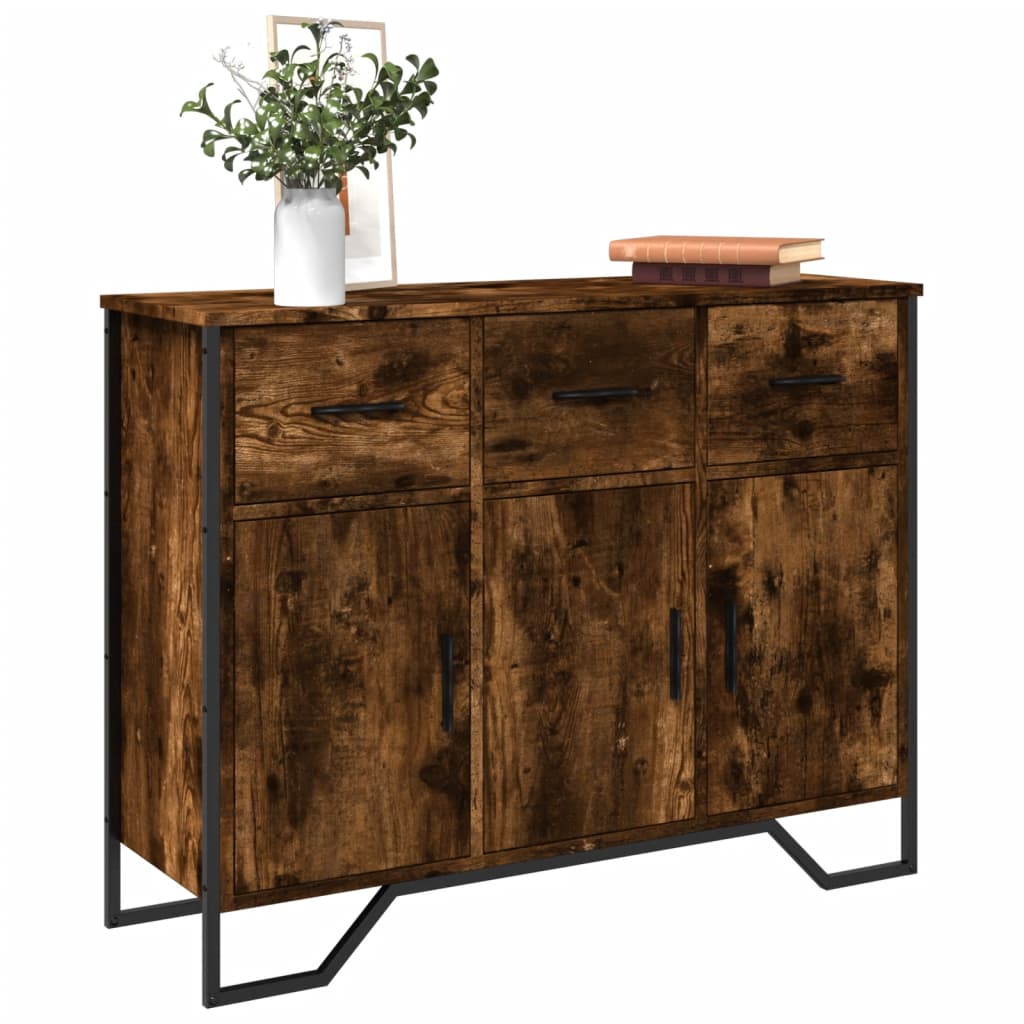 Dressoir 97x32,5x74,5 cm bewerkt hout gerookt eikenkleurig