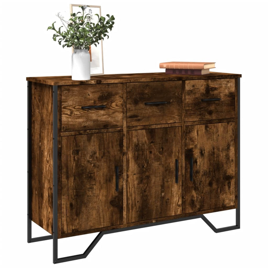 Dressoir 97x32,5x74,5 cm bewerkt hout gerookt eikenkleurig