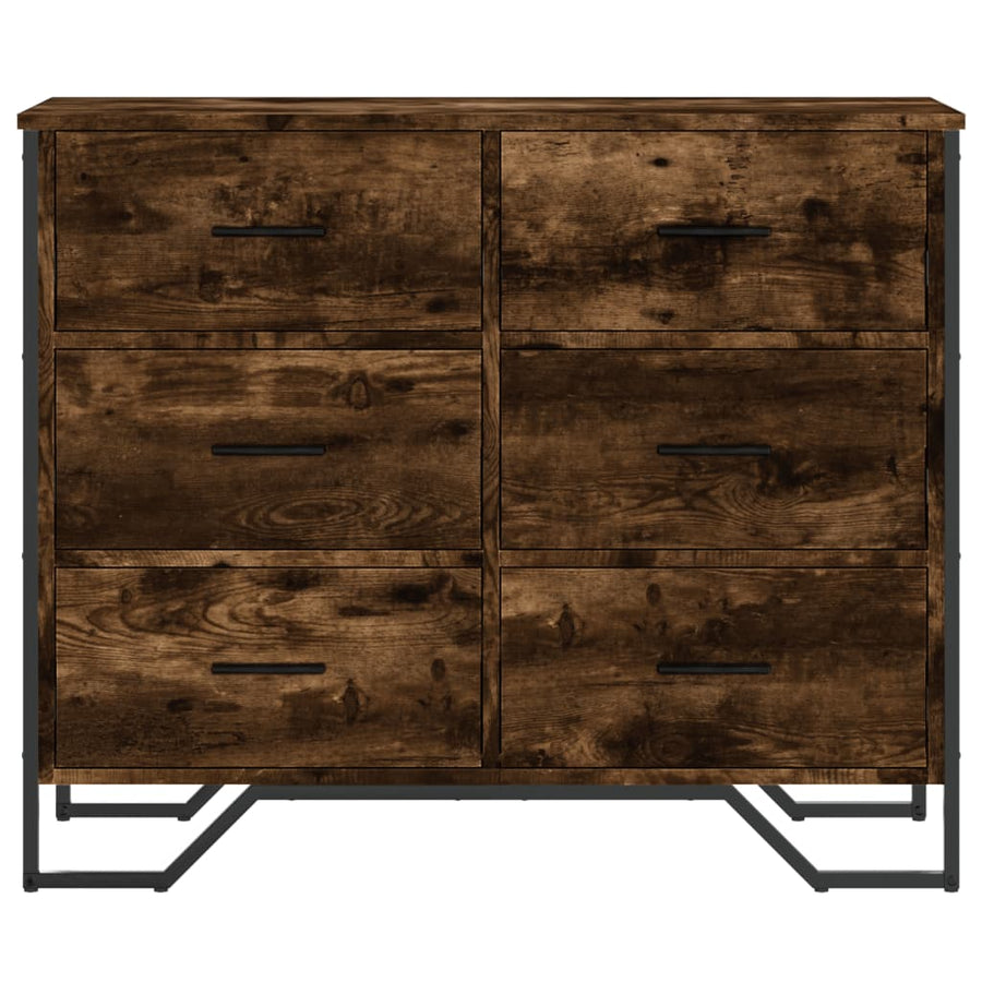 Ladekast 91x35,5x74,5 cm bewerkt hout gerookt eikenkleurig