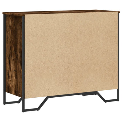 Ladekast 91x35,5x74,5 cm bewerkt hout gerookt eikenkleurig