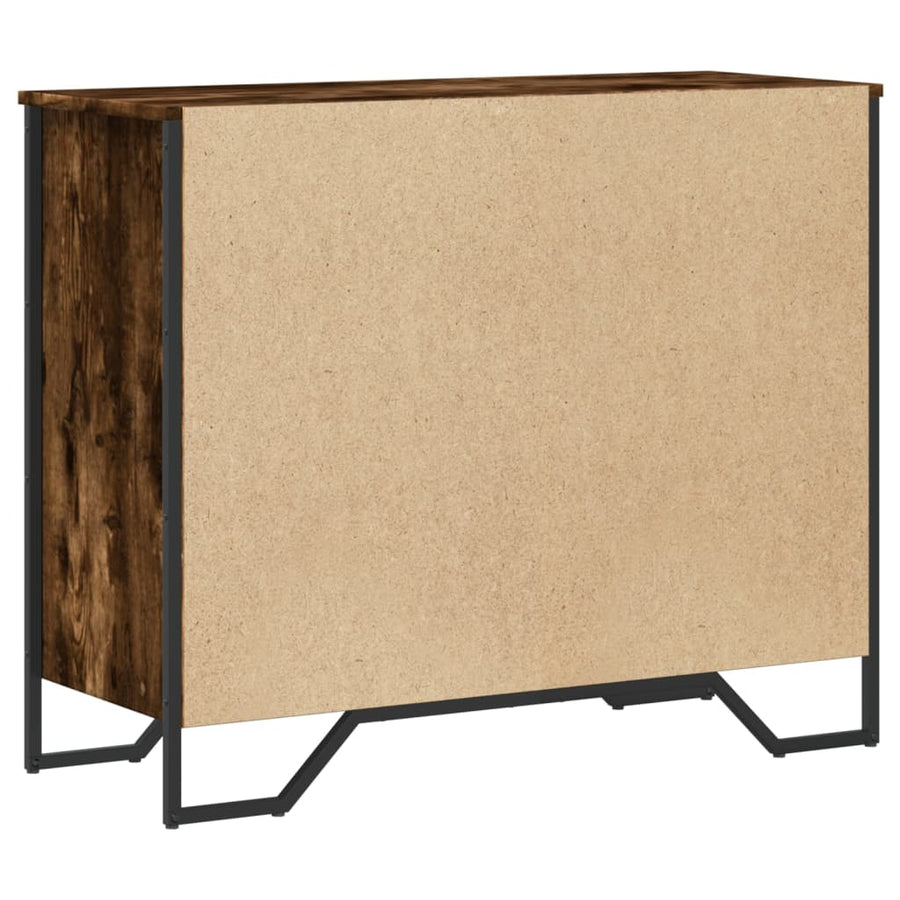 Ladekast 91x35,5x74,5 cm bewerkt hout gerookt eikenkleurig