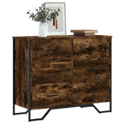 Ladekast 91x35,5x74,5 cm bewerkt hout gerookt eiken