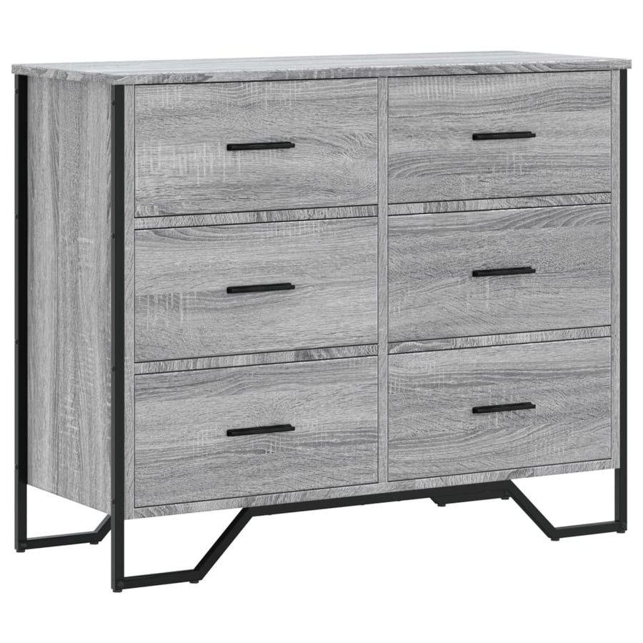 Ladekast 91x35,5x74,5 cm bewerkt hout grijs sonoma eikenkleurig