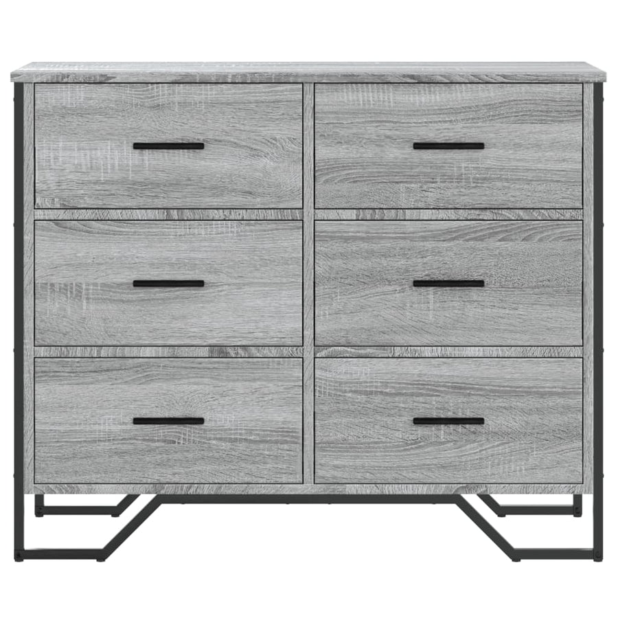 Ladekast 91x35,5x74,5 cm bewerkt hout grijs sonoma eikenkleurig