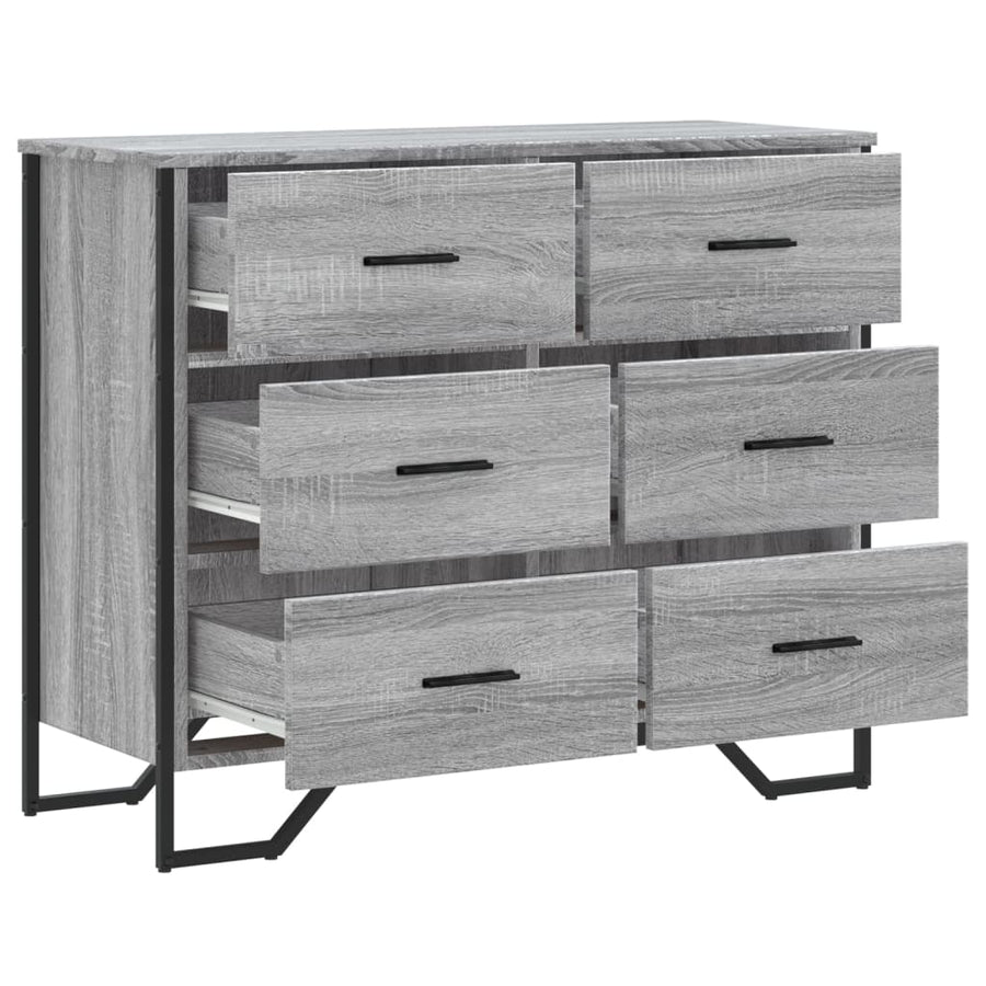 Ladekast 91x35,5x74,5 cm bewerkt hout grijs sonoma eikenkleurig