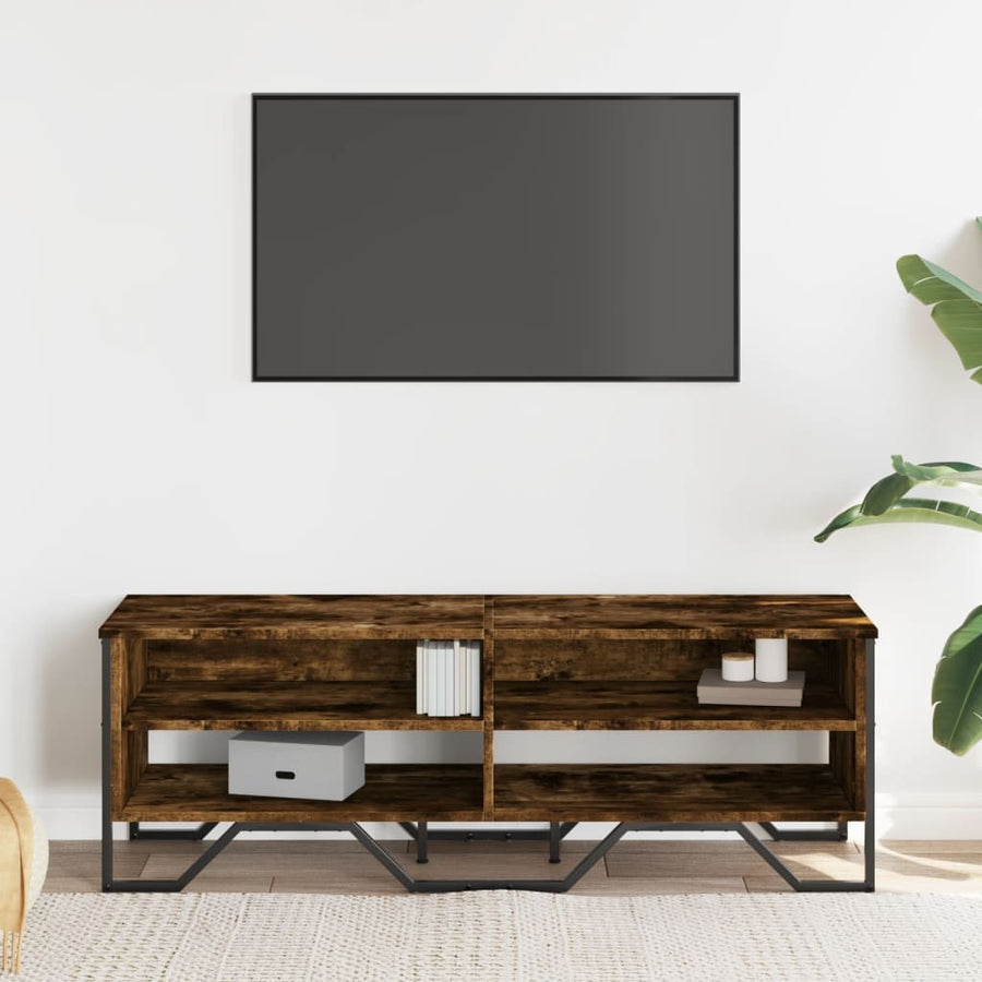 Tv-meubel 122x34x41 cm bewerkt hout gerookt eikenkleurig