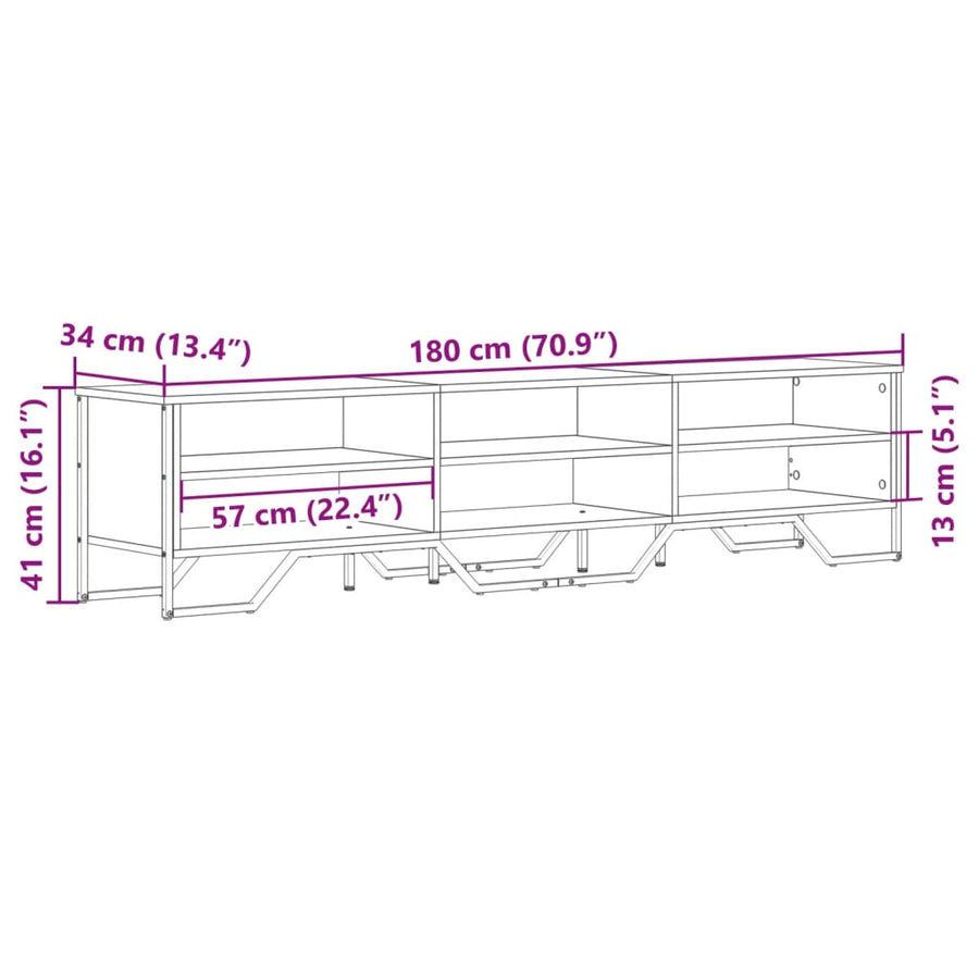 Tv-meubel 180x34x41 cm bewerkt hout sonoma eikenkleurig