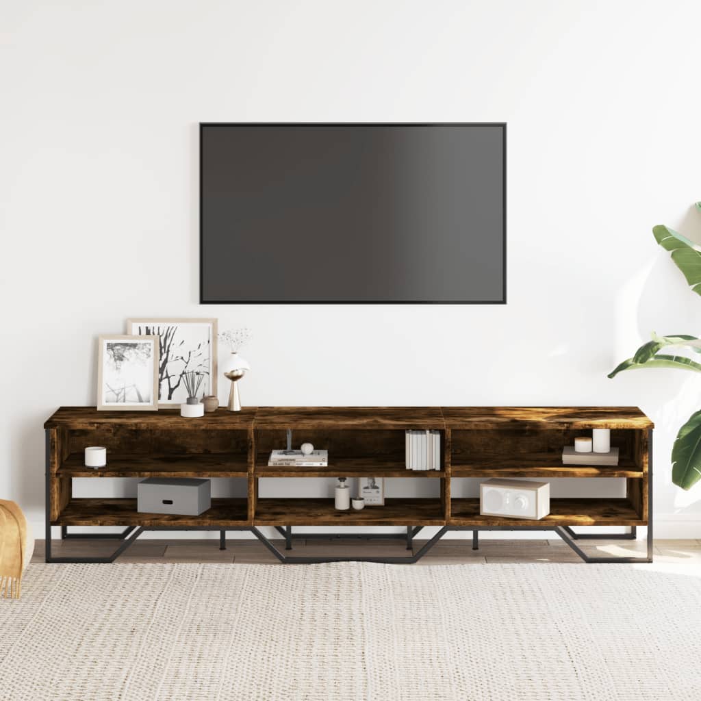 Tv-meubel 180x34x41 cm bewerkt hout gerookt eikenkleurig