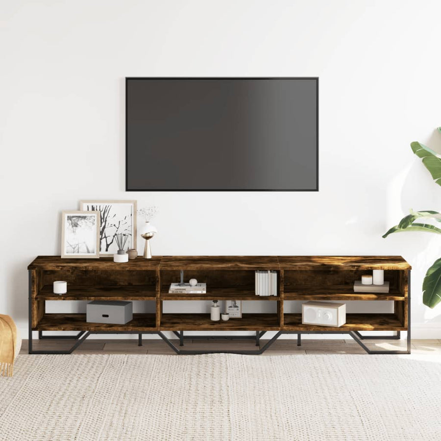 Tv-meubel 180x34x41 cm bewerkt hout gerookt eikenkleurig