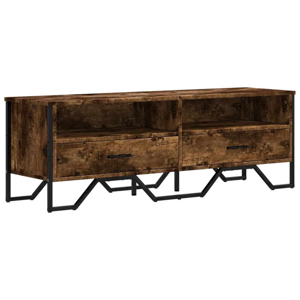 Tv-meubel 122x34x41 cm bewerkt hout gerookt eikenkleurig