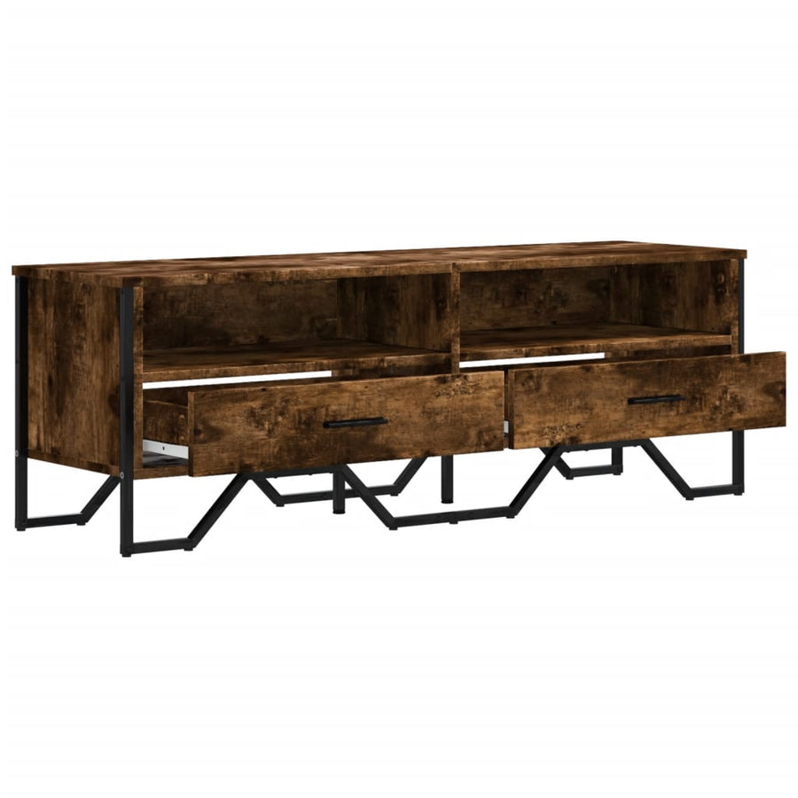 Tv-meubel 122x34x41 cm bewerkt hout gerookt eikenkleurig